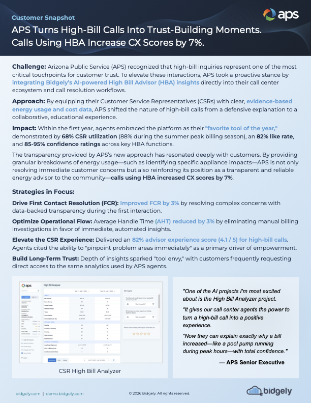 How APS Lifted CX Scores 7% With Bidgely's High Bill Analyzer